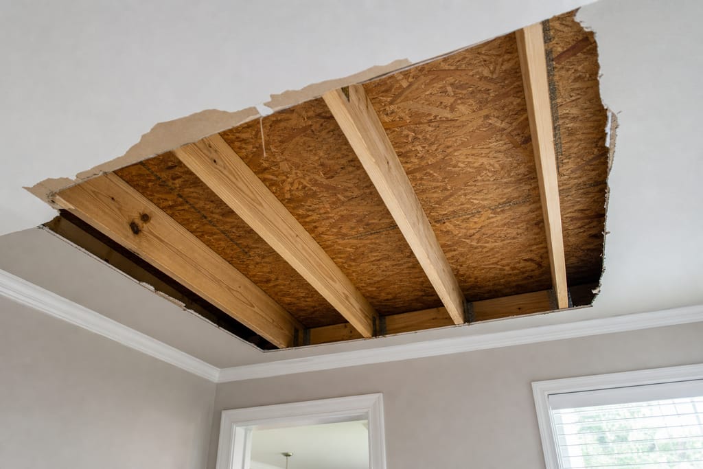 Inspect ceiling and check joist support photo