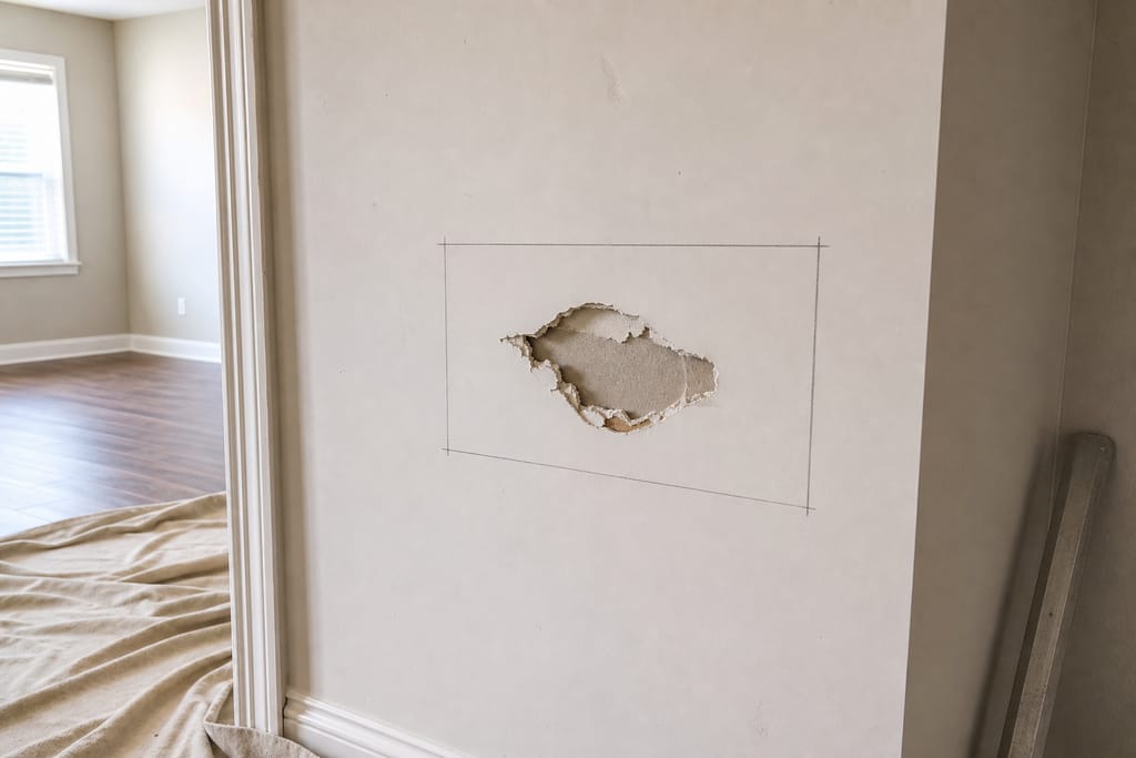 Measure and mark the damaged section photo