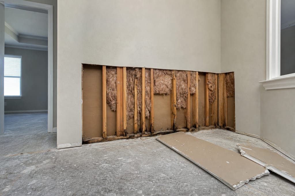 Cut out compromised drywall photo